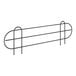 A black metal fence with a curved edge and four black lines.
