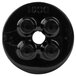 A black plastic circular disc with four holes in it.