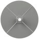 A gray circular disc with a hole in the center.