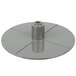 A grey metal Waring slinger disc with a circular hole.
