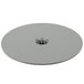 A grey plastic disc with a hole in the center.