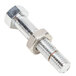 A stainless steel threaded bolt and nut assembly.