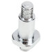A stainless steel threaded nut and screw assembly.