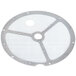 A round metal mesh screen with holes.