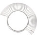 A stainless steel metal bowl guard with a spiral design.
