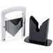 A black and white plastic Larien bagel slicer with a metal blade.
