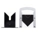 A black and white plastic Larien bagel slicer holder with a metal clip.