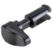 A black plastic object with a white background.