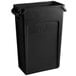 A black Rubbermaid Slim Jim rectangular plastic trash can.