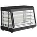 An Avantco black countertop food warmer with sliding glass doors.