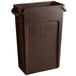 A brown Rubbermaid Slim Jim rectangular trash can.