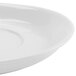 A close-up of a CAC Collection bright white saucer with a small rim.