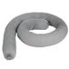 A grey absorbent sock with a curved shape.