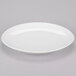 A white Homer Laughlin china platter with a rim.