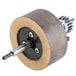 A round metal polishing wheel assembly with a metal rod.