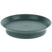 A black round polypropylene deli server with a black rim.