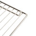 A close-up of a stainless steel wire rack.