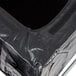 A black plastic bag with a black square top and zipper.