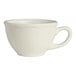 An ivory ceramic cup with a handle, designed to hold 7.25 ounces.