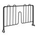 A black metal wire shelf divider with two bars.