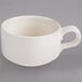 A Homer Laughlin ivory china soup mug with a handle.