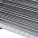 A chrome plated steel wire rack with a metal grid.