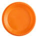 A close-up of a Sunkissed Orange plastic plate with a white circle.