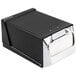 A black and silver San Jamar countertop napkin dispenser box.