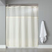 Hooked HBG40MYS05 Beige Polyester Premium Shower Curtain with Buttonhole Header, Sheer Voile Window, and Grommets - 71 inch x 72 inch