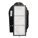 A close-up of a black and white HEPA filter screen for an Excel XLERATOR hand dryer.