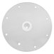 A white circular disc with holes.