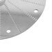 A Robot Coupe 27130 horseradish grating disc, a circular metal disc with holes.