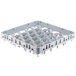 A white plastic dish rack extender with compartments and holes.