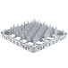 A white plastic Cambro glass rack extender with many compartments.
