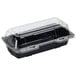 Polar Pak 29565 8 inch x 4 inch x 3 inch PET Black and Clear Hinged Hoagie / Sub Take-Out Container - 250/Case
