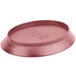 A raspberry red oval polypropylene deli server with a short base.