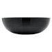 A close-up of a black Cambro Camwear round ribbed bowl.