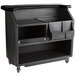 A black Cambro portable bar cart with a black top and shelf.