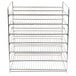 A silver metal Hatco display rack with seven wire shelves.