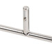 A close-up of a stainless steel Hatco pizza rack bar with a metal handle.