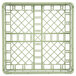 A light green metal rack with a grid pattern.