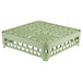 A light green plastic Vollrath medium open rack with holes.