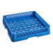 A Vollrath TR2 Traex full-size blue plastic flatware rack with a grid.