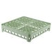 A light green plastic rack with four open slots.