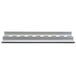 A white metal piece with 2 long, narrow compartments with holes.