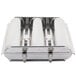 A Matfer Bourgeat stainless steel bread mold with three round compartments.