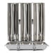 A Matfer Bourgeat stainless steel bread mold with three round compartments.