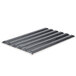 A black metal sheet with 6 silver rectangular compartments.