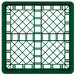 A green plastic Vollrath Traex dish rack with a grid pattern.