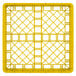 A yellow plastic crate with a grid pattern.